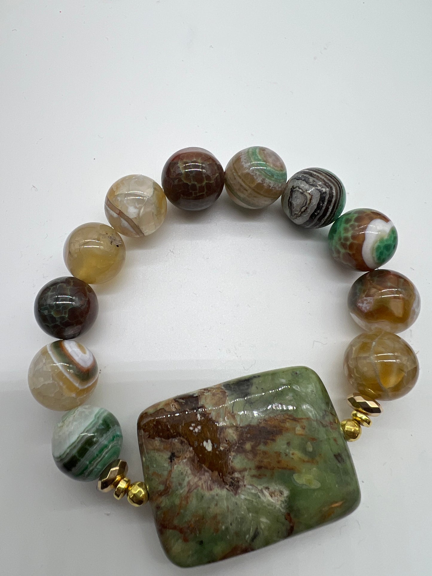 Earthy Green and Brown Agate Jewelry Collection