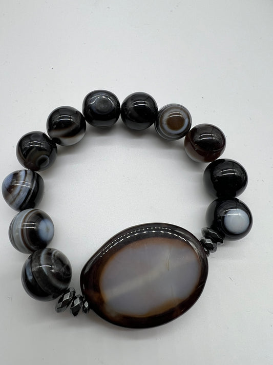 Custom Agate and Black Beaded Jewelry