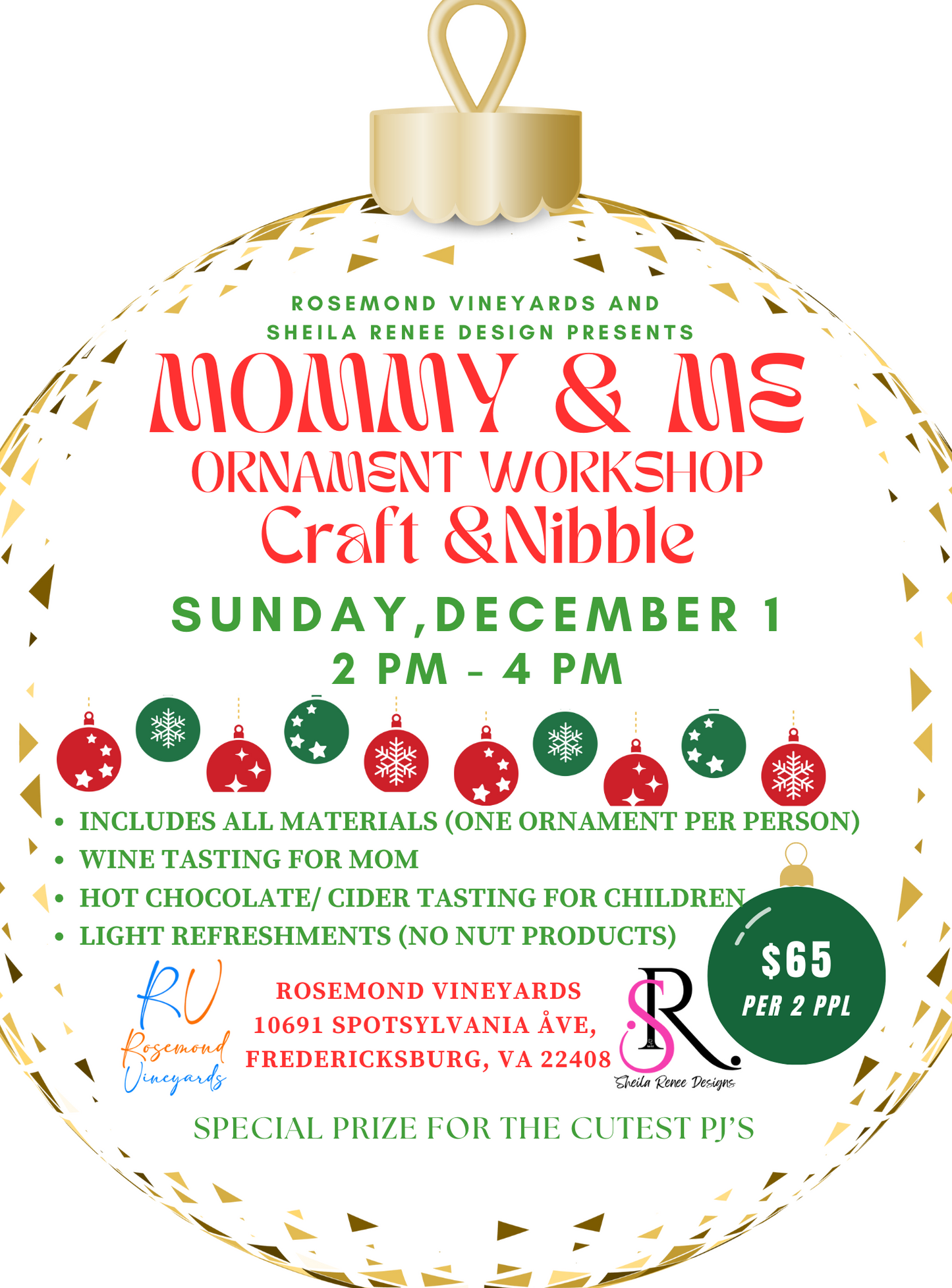 Mommy & Me Ornament Workshop ~ Craft & Nibble